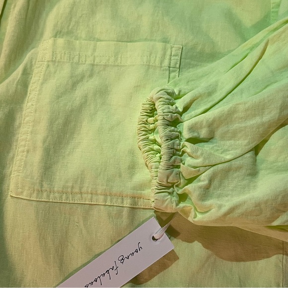 YOUNG FABULOUS & BROKE Linen Blend Sand Dollar Mini Shirt Dress Small Aloe - Picture 5 of 10